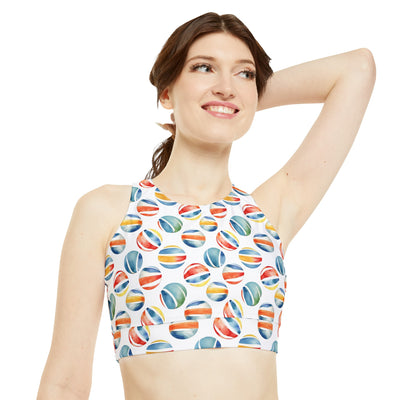 Dilucendro High Neck Crop Bikini Top (AOP) DHC-01