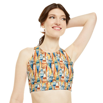 Dilucendro High Neck Crop Bikini Top (AOP) DHC-05