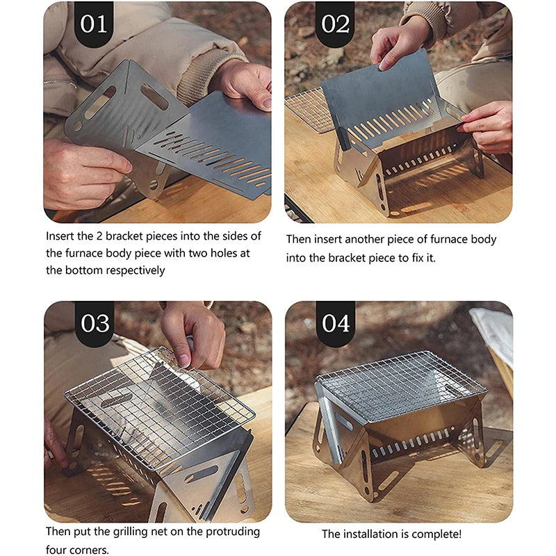 PORTABLE FOLDING BARBECUE GRILL