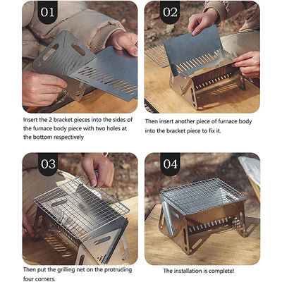 PORTABLE FOLDING BARBECUE GRILL